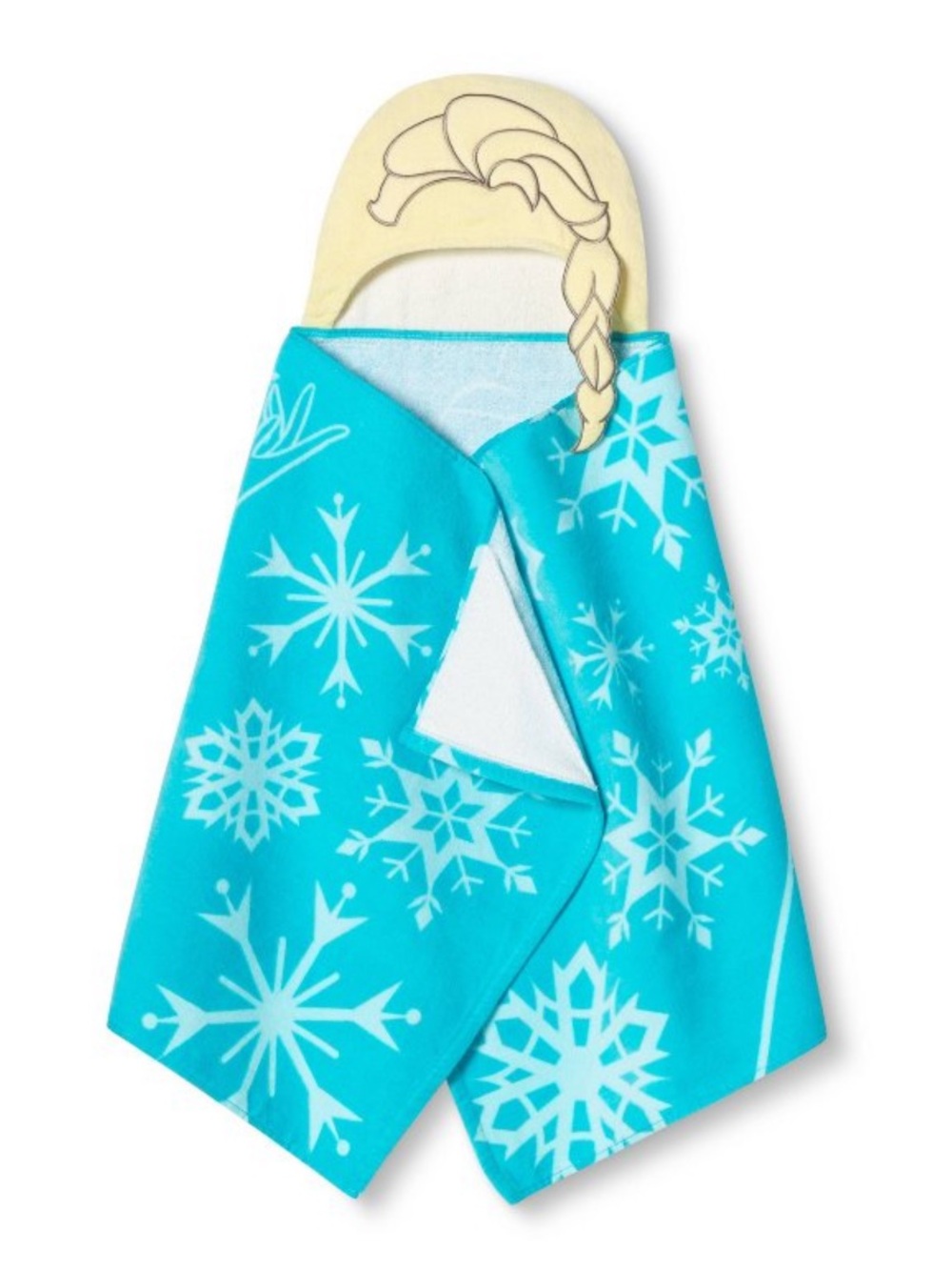 Disney Elsa Hooded Kids Towel in Turquoise with White Snowflakes